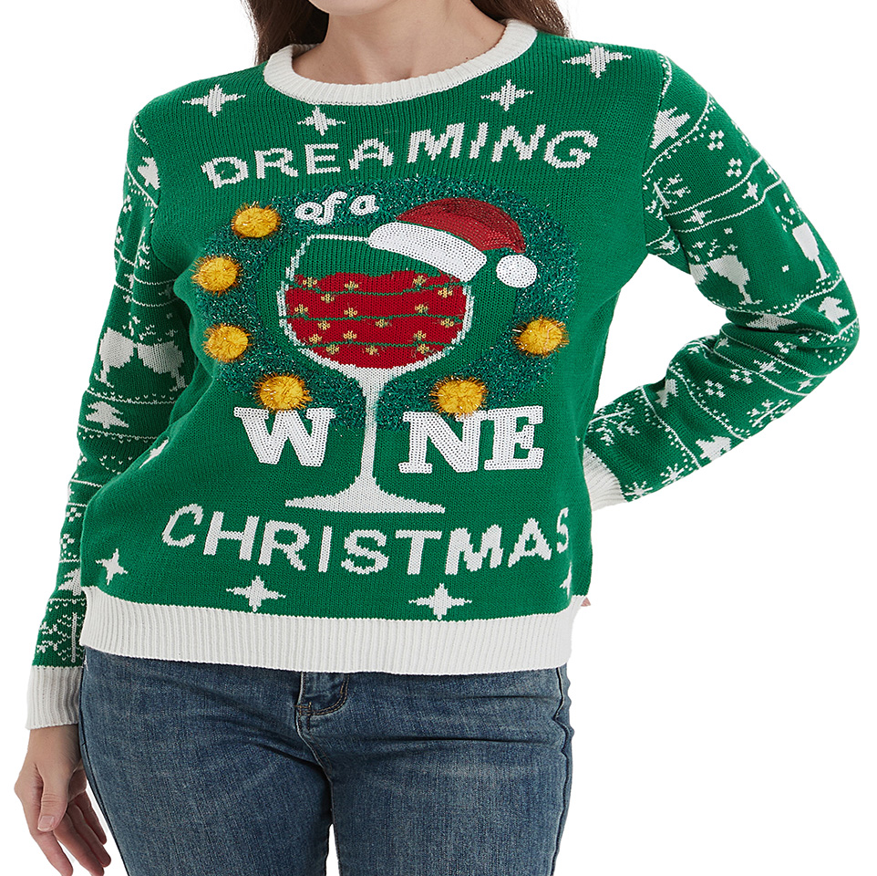 Embroidered jacquard Christmas sweater for OEM knitwear buyers