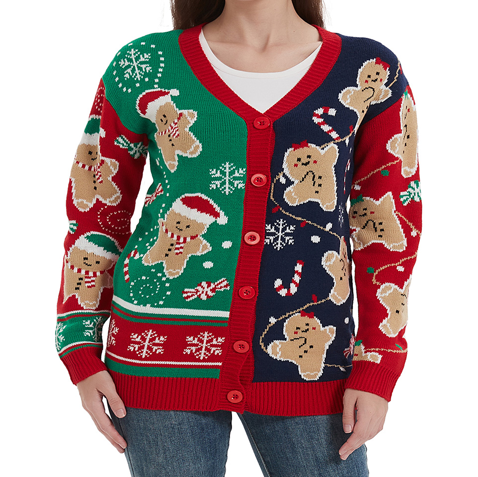 Button-up Christmas cardigan for custom family holiday knitwear