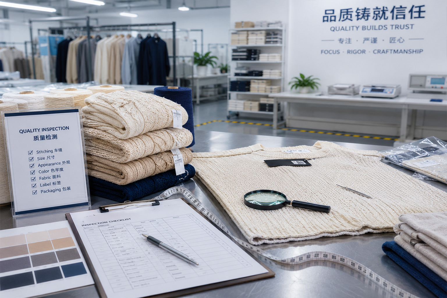 Sweater quality inspection and measurement checking