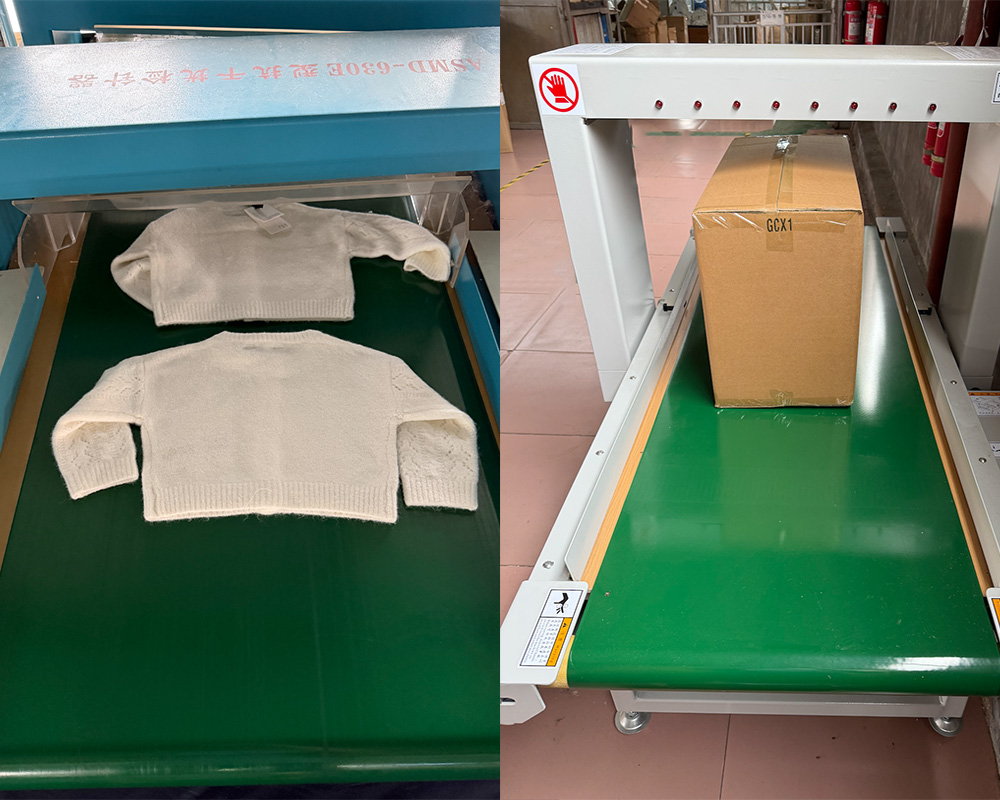 Needle and metal detection equipment for finished knitwear inspection