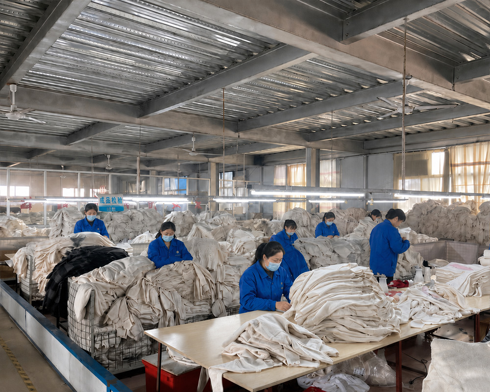 Knitwear production workshop for managed sweater manufacturing operations