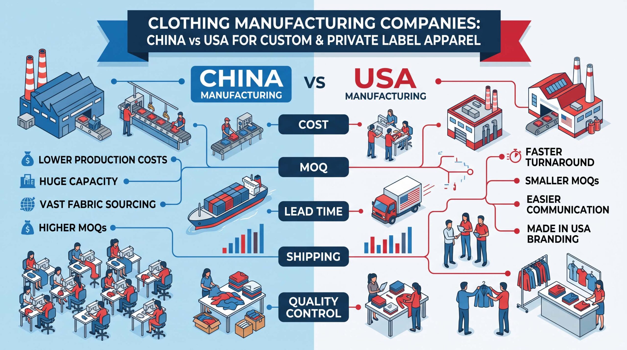 Custom apparel manufacturer supporting clothing development and bulk production