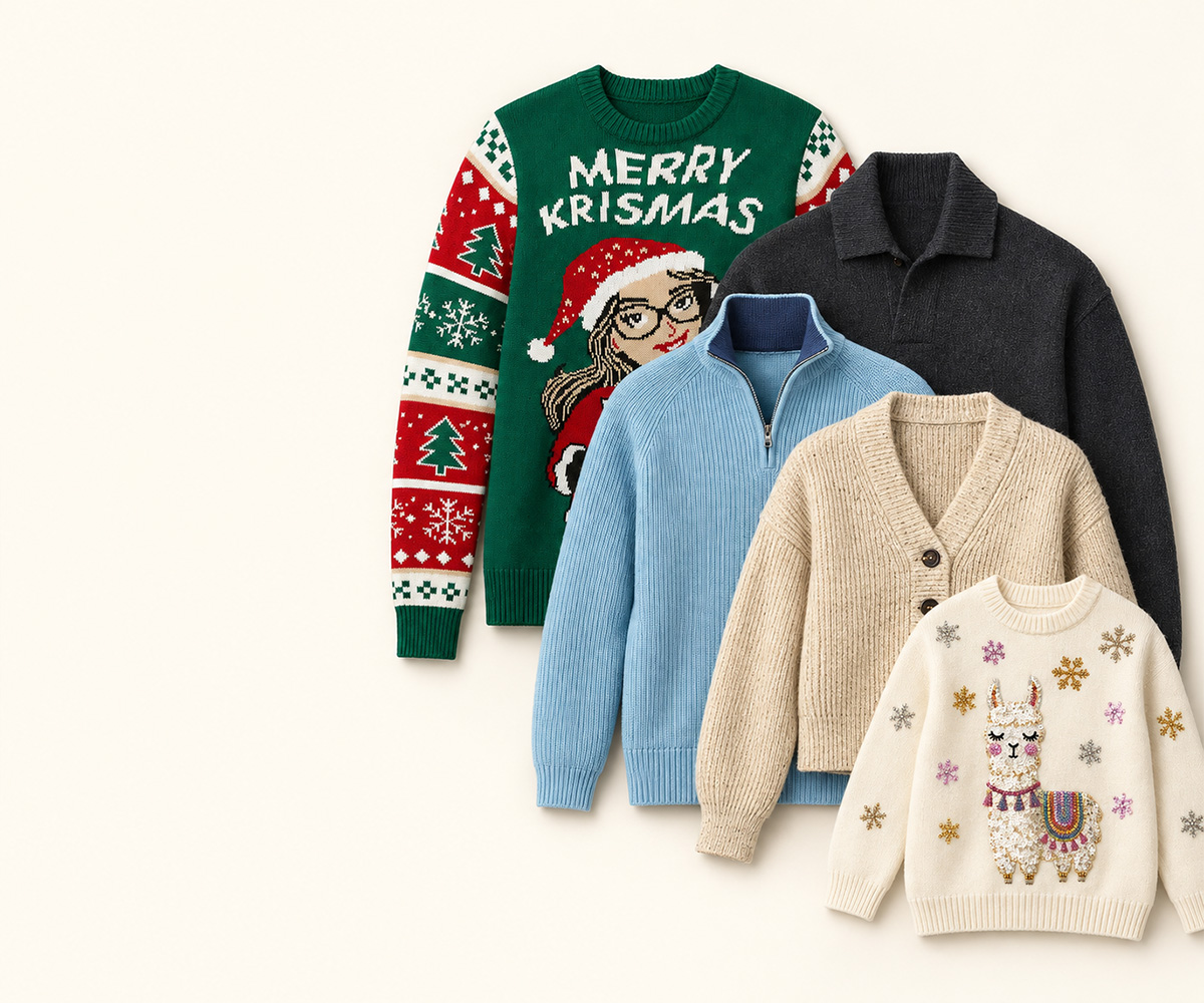 Custom sweater styles for private label brand collections and bulk orders